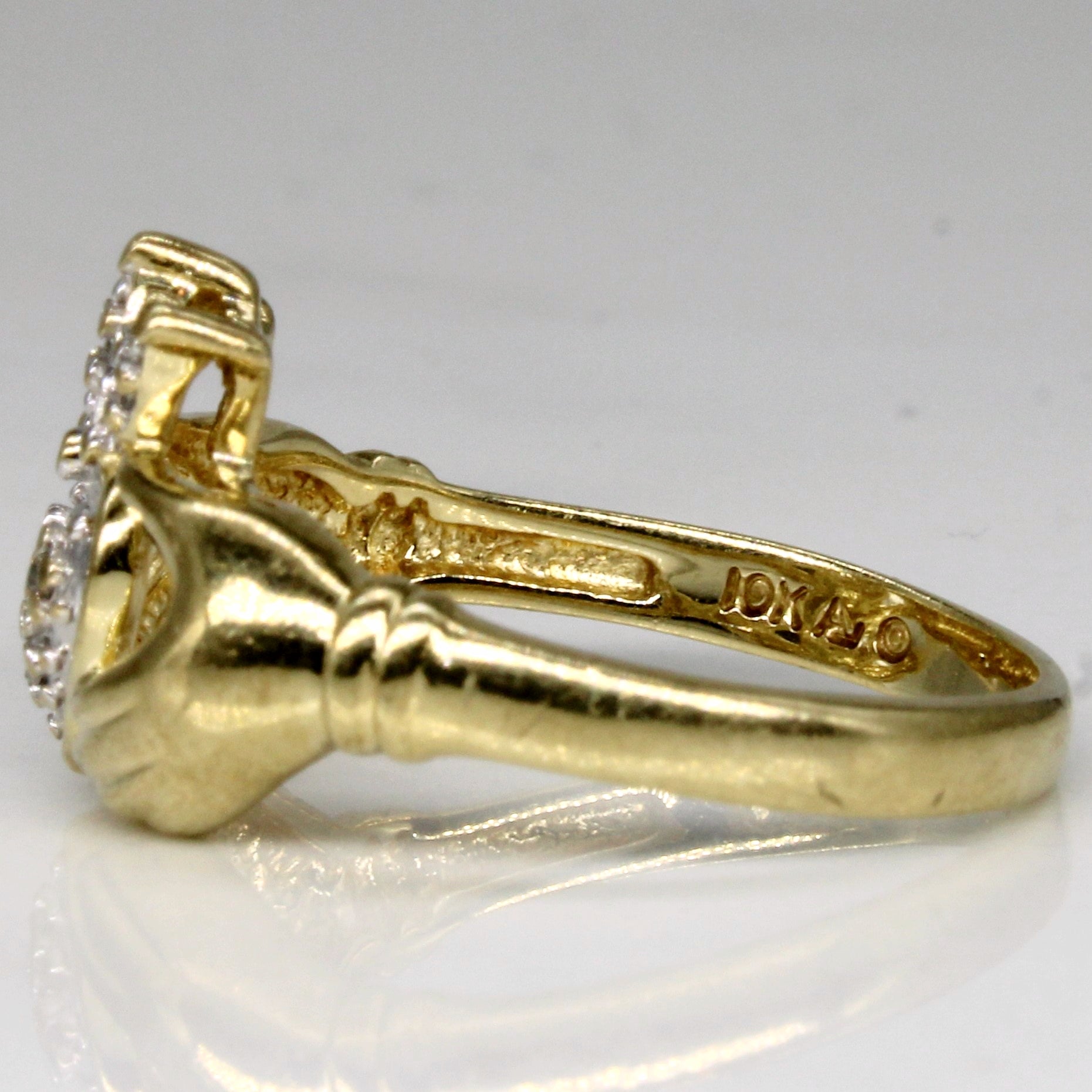 Bague de Claddagh en diamant | 0,03 ct | Taille 6,5 | 