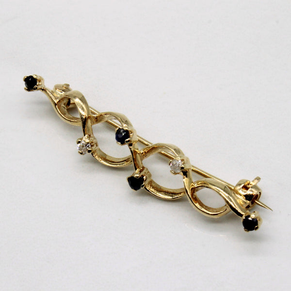 London 1979 Sapphire & Diamond Twist Brooch | 0.16ctw, 0.06ctw |