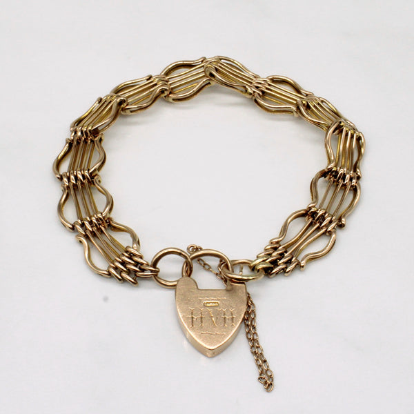 9k Yellow Gold Vintage Heart Lock Bracelet | 8