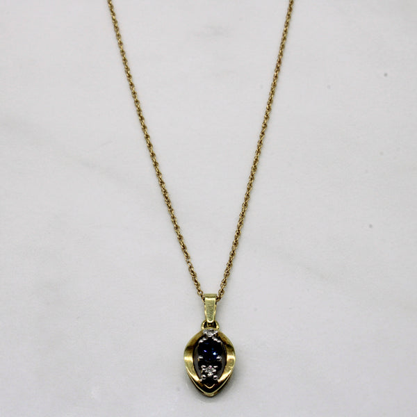 1978 Hallmarked Sapphire & Diamond Pendant & Necklace | 0.38ct, 0.04ctw | 18
