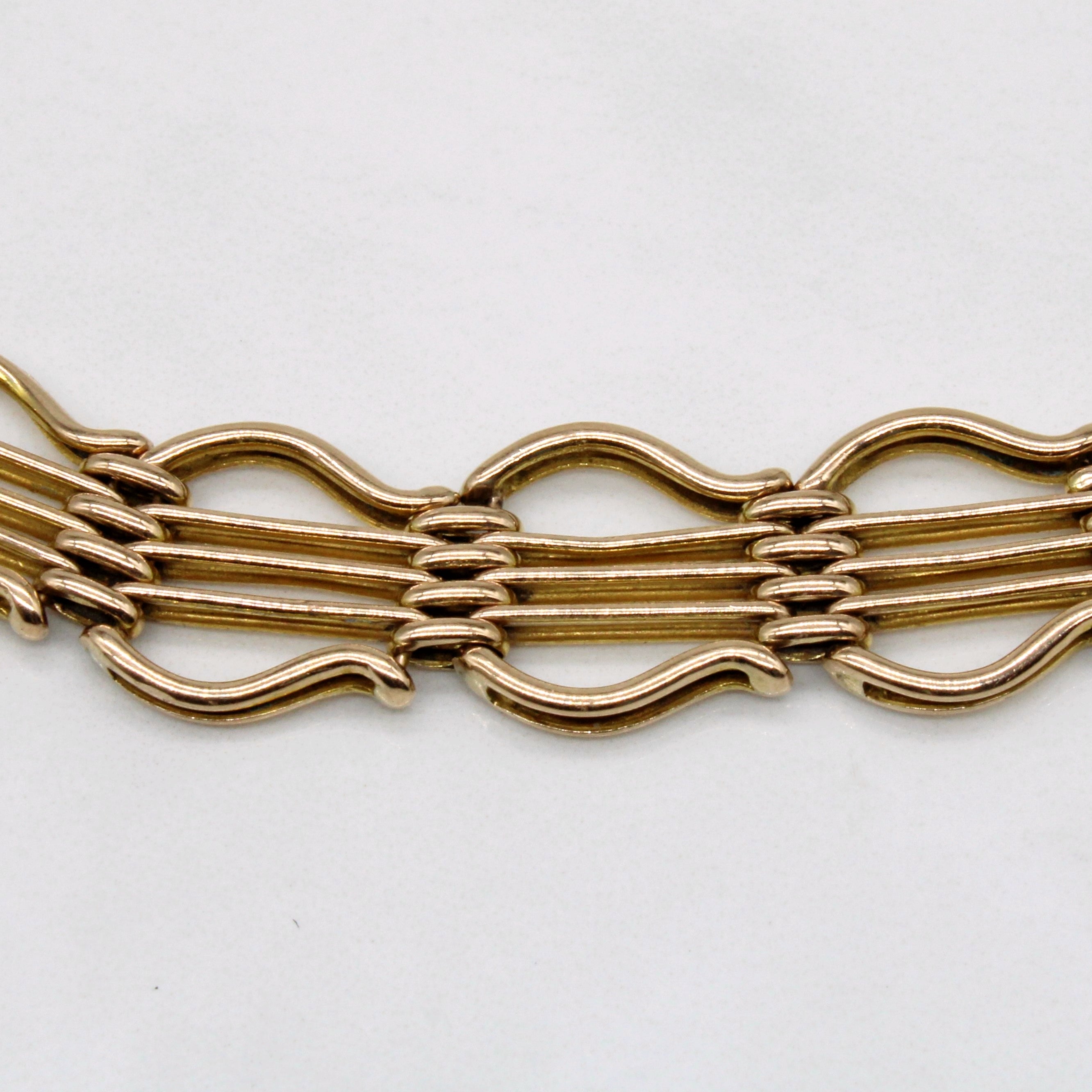 9k Yellow Gold Vintage Heart Lock Bracelet | 8" |