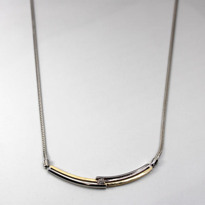 Two Tone Gold Diamond Necklace | 0.17ct | 18