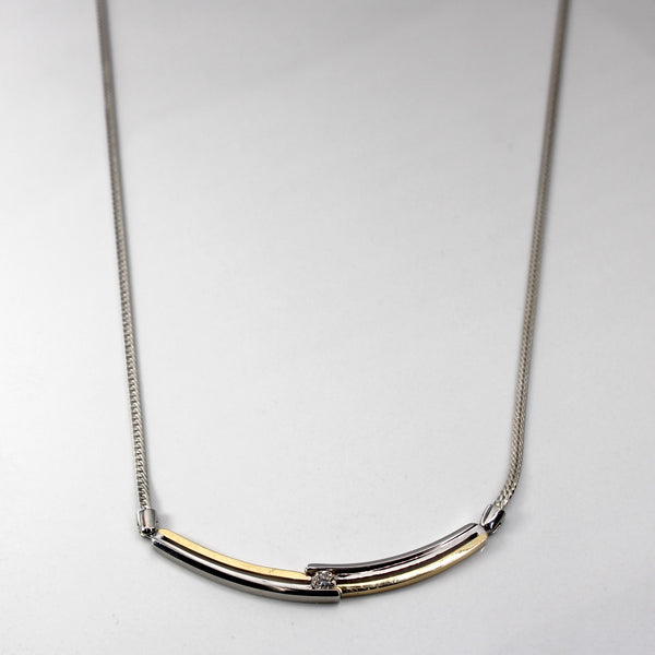 Two Tone Gold Diamond Necklace | 0.17ct | 18