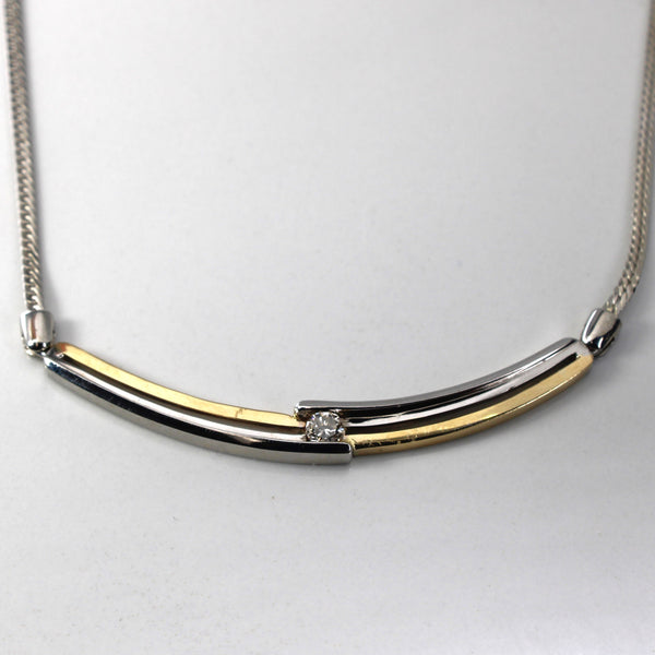 Two Tone Gold Diamond Necklace | 0.17ct | 18