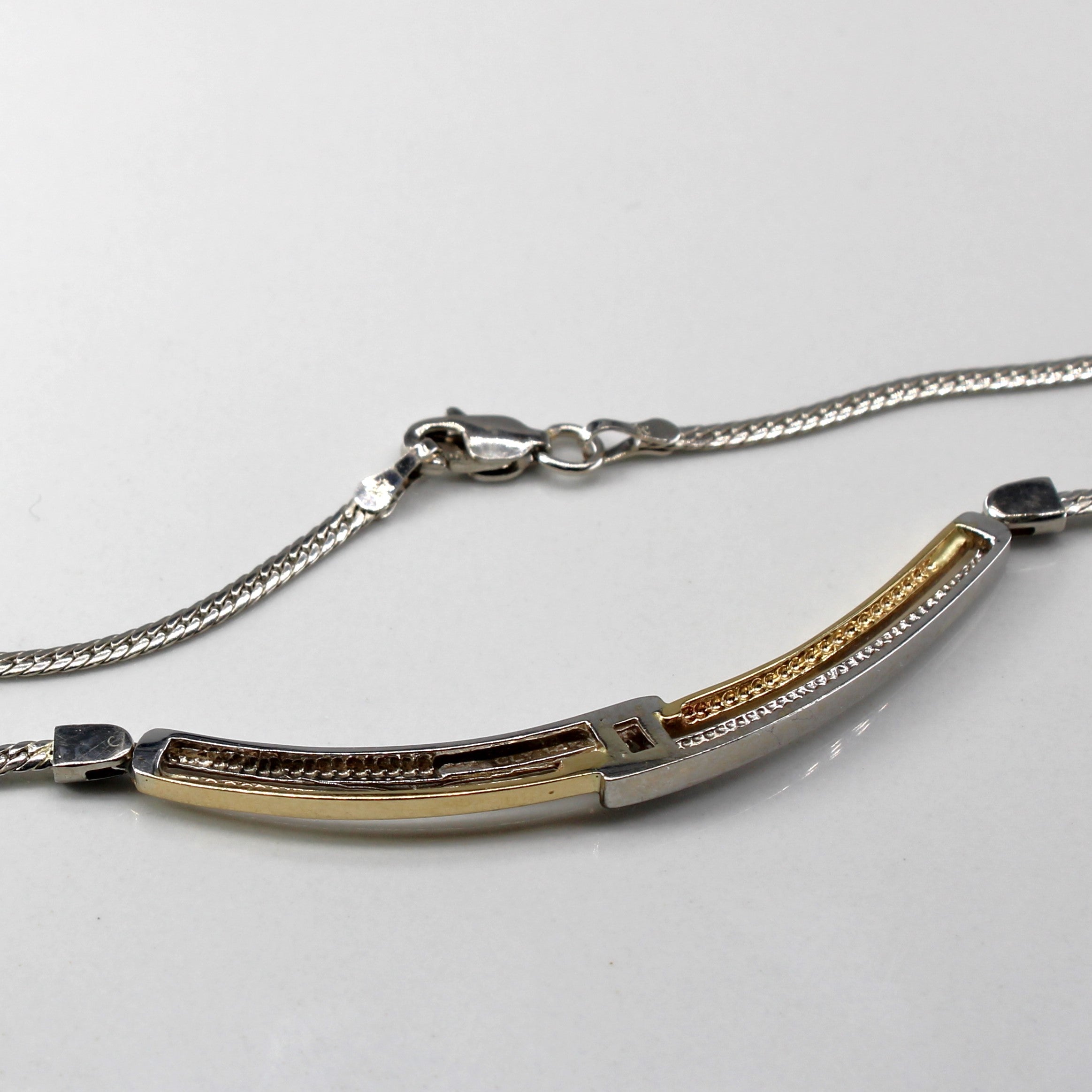 Two Tone Gold Diamond Necklace | 0.17ct | 18"|