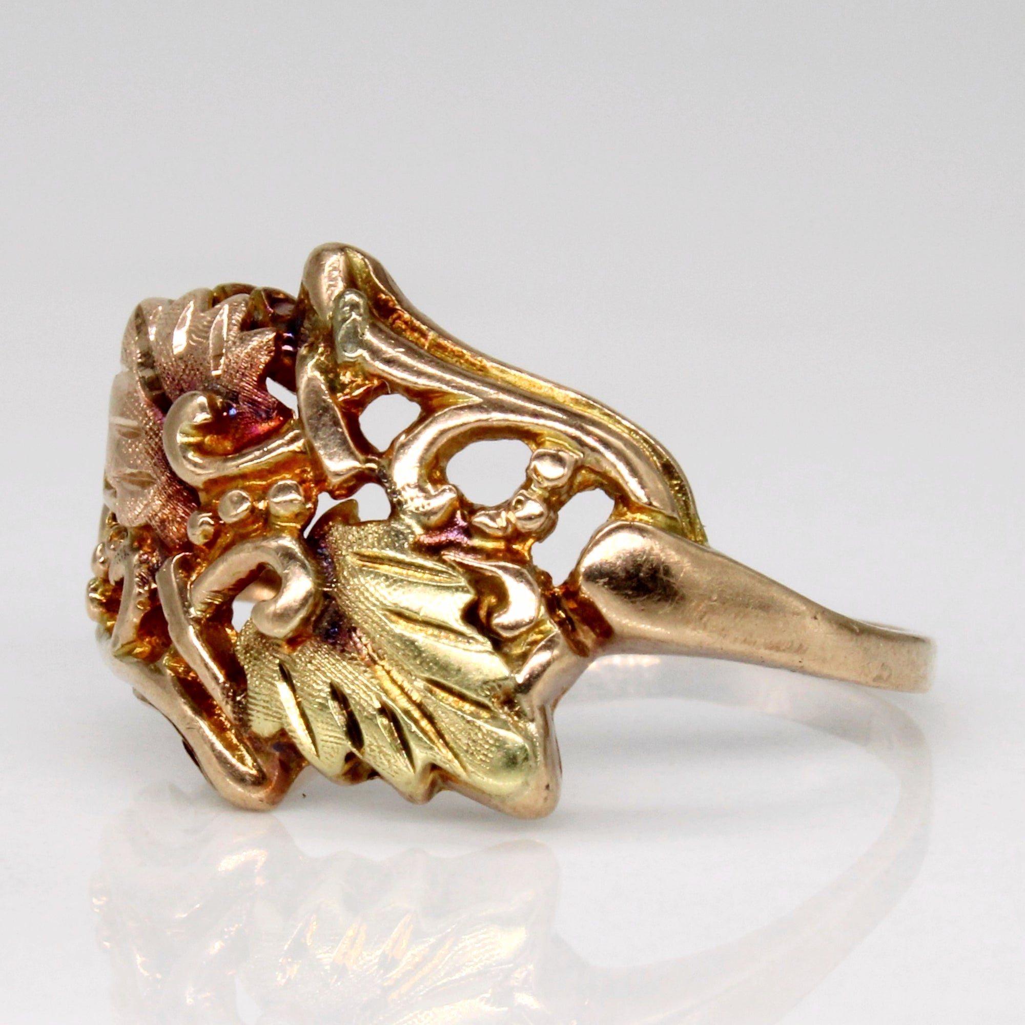 10k Two Tone Gold Leaf Ring | SZ 7 |