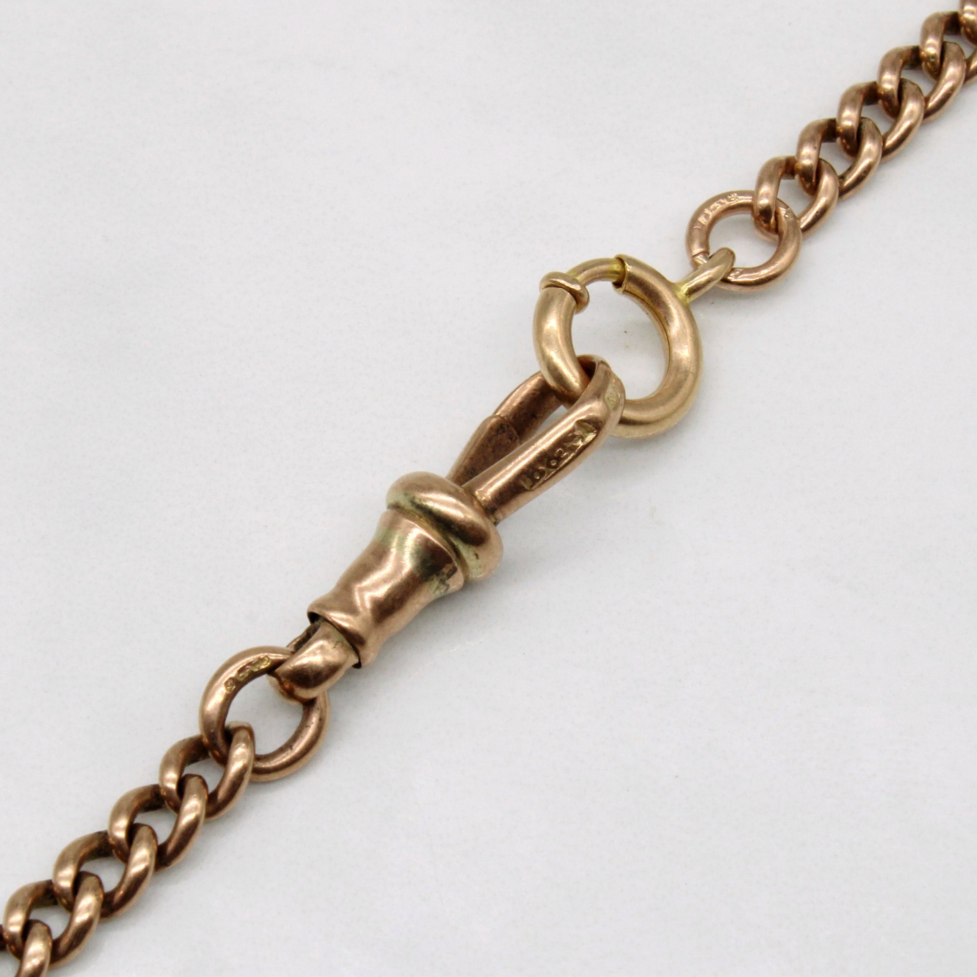 9k Rose Gold Watch Chain with Dog Clip Clasp | 13.5