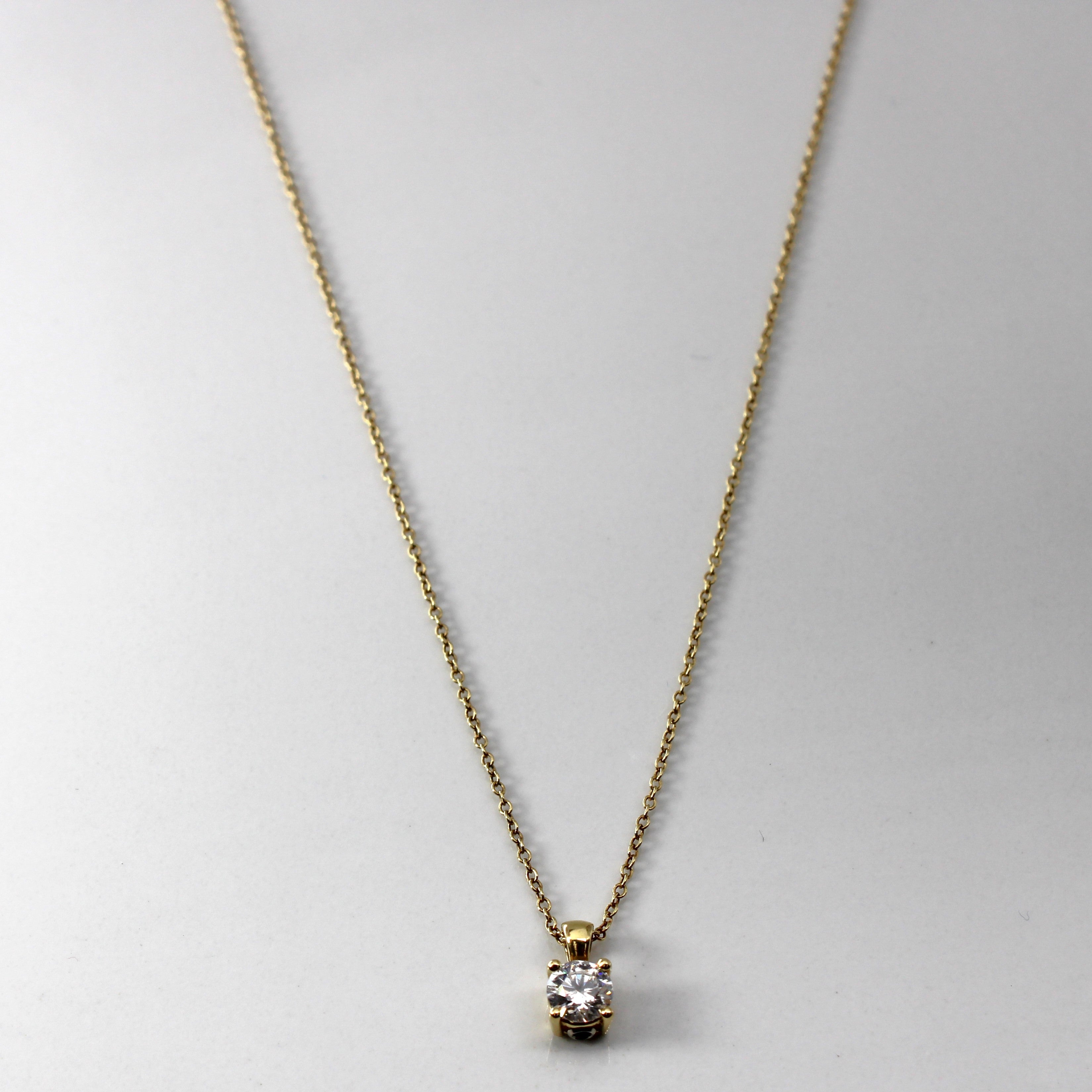 'Birks' Solitaire Diamond Pendant Necklace | 0.43ct | 18"|