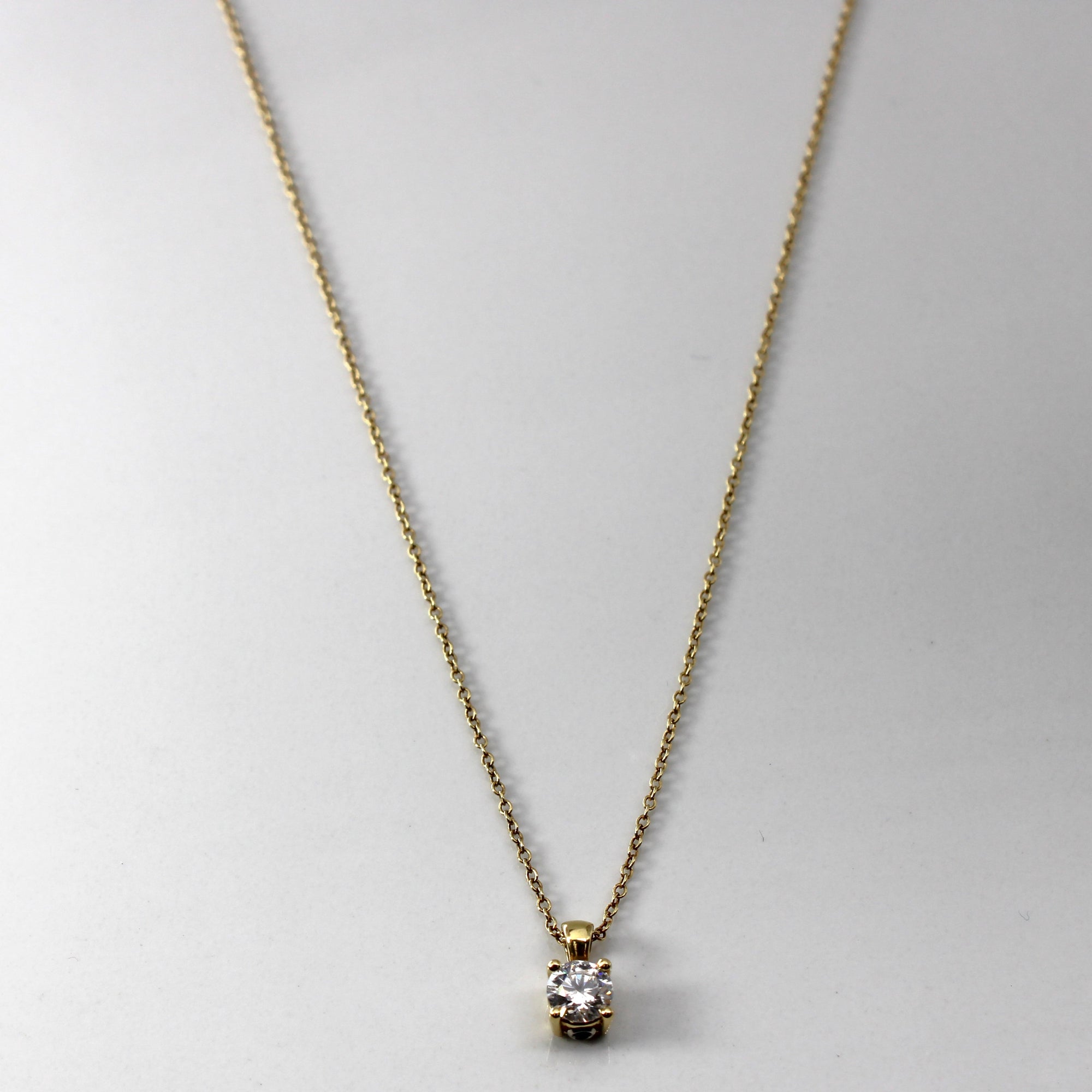 'Birks' Solitaire Diamond Pendant Necklace | 0.43ct | 18