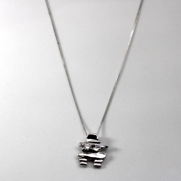Diamond Textured White Gold Pendant Necklace | 0.10ct | 18
