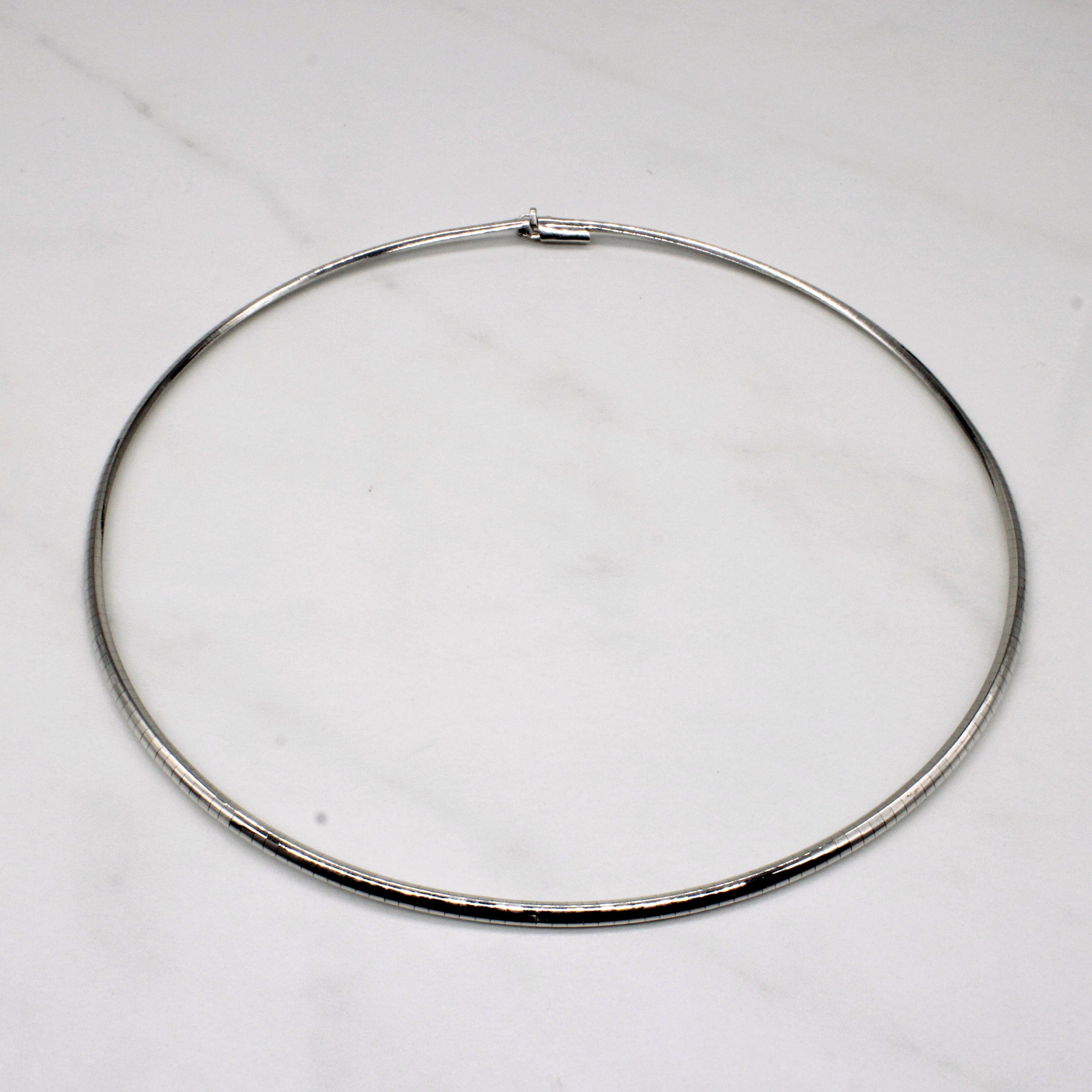 18k White Gold Flat Link Necklace | 16" |