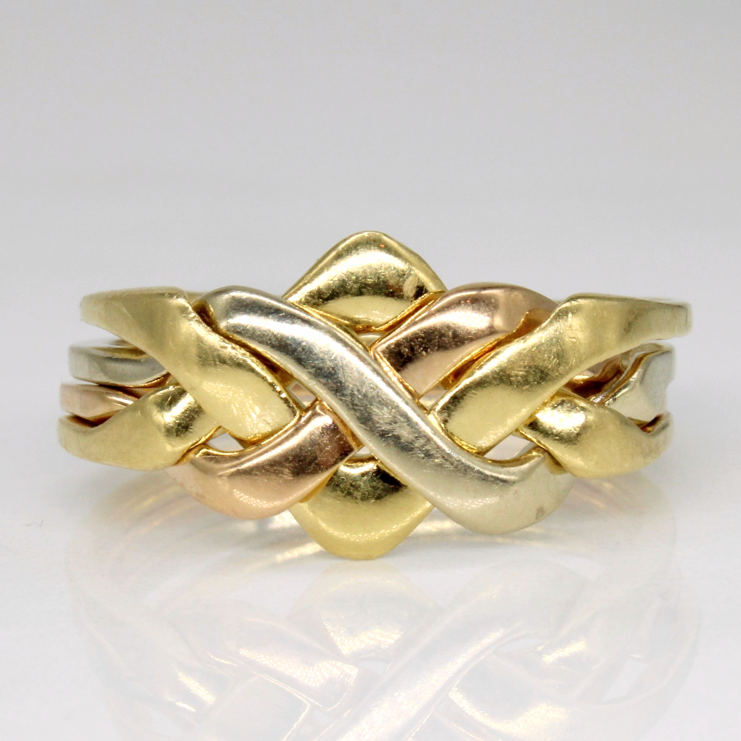 18k Tri Tone Gold Puzzle Ring | SZ 10 |
