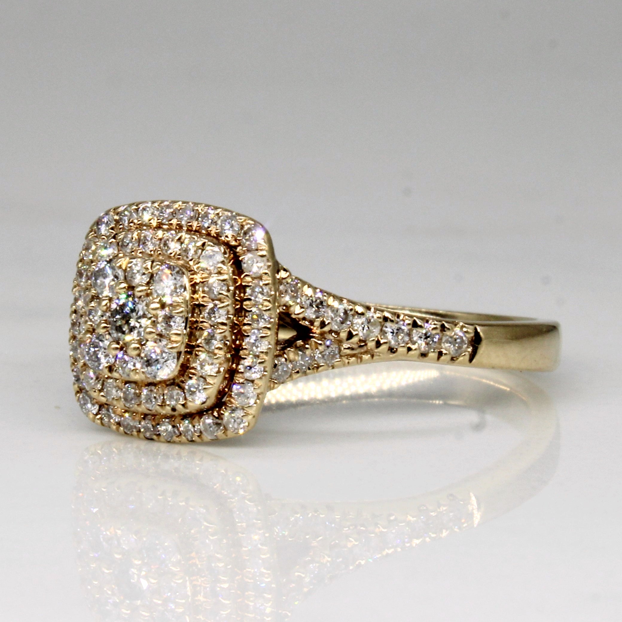 Bague sertie de plusieurs diamants en halo | 0,50 ct au total | Taille 6,5 | 