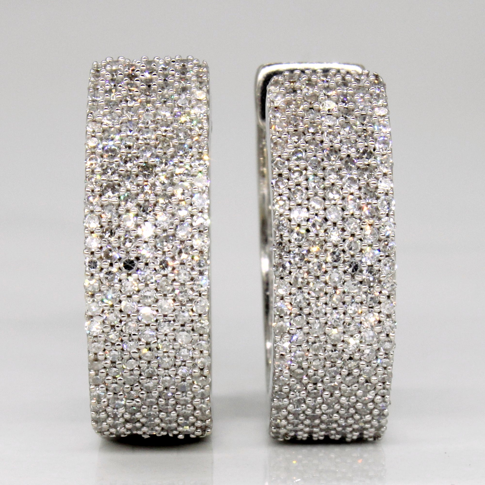 Pave Set Diamond Hoop Earrings | 0.65ctw |