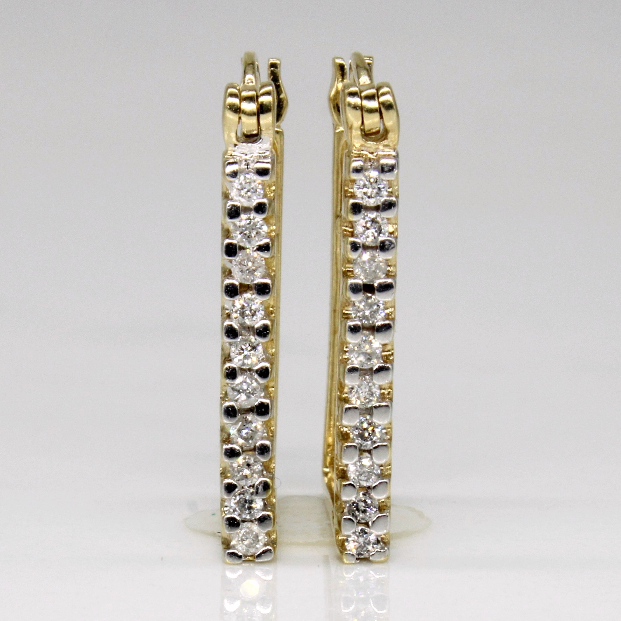 Rectangle Diamond Hoop Earrings | 0.20ctw |