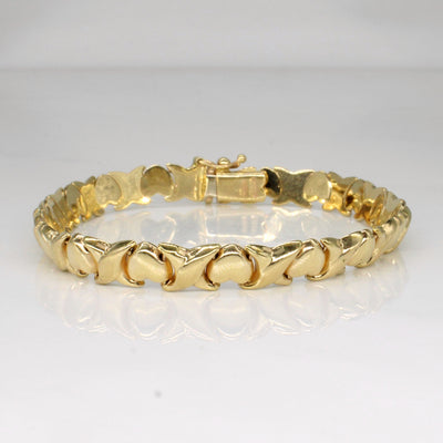 14k Yellow Gold Heart Link Bracelet | 7