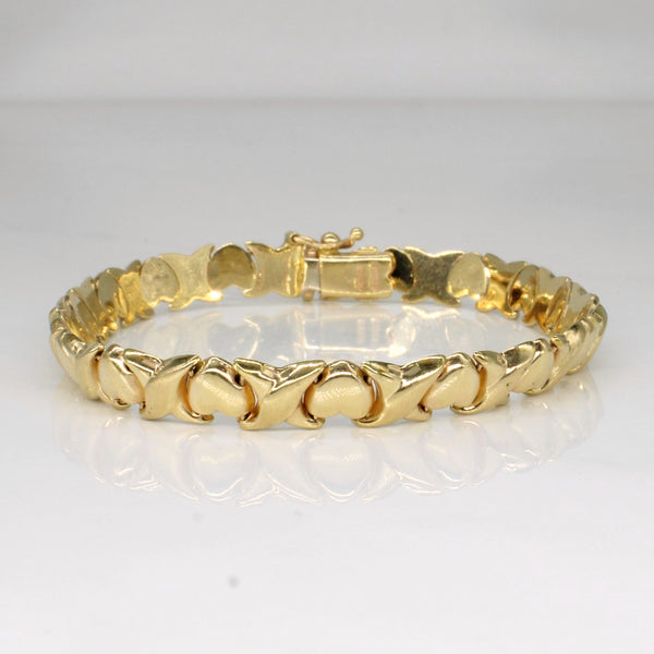 14k Yellow Gold Heart Link Bracelet | 7