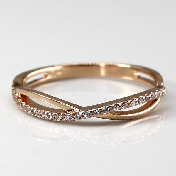 Pave Diamond Crossover Ring | 0.15ctw | SZ 6.5 |