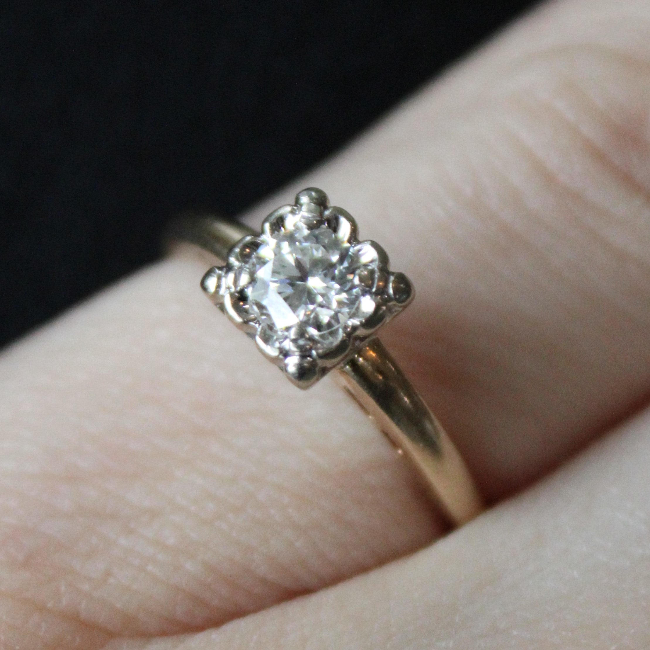 Mid Century Transitional Cut Diamond Engagement Ring | 0.33ct | SZ 7 |