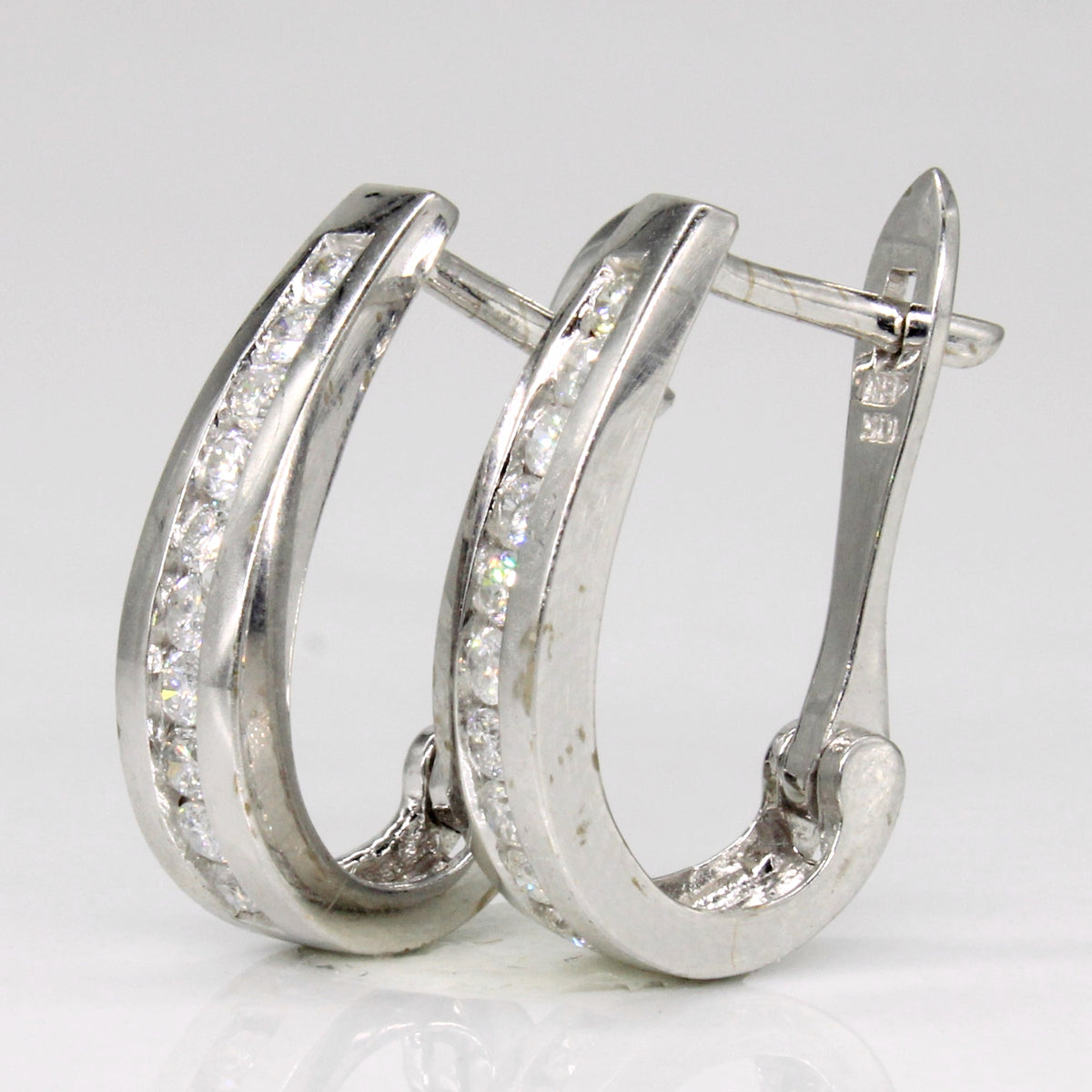 Channel Set Diamond Hoop Earrings | 0.40ctw