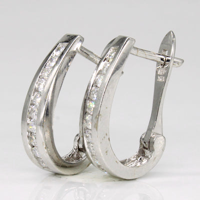 Channel Set Diamond Hoop Earrings | 0.40ctw |