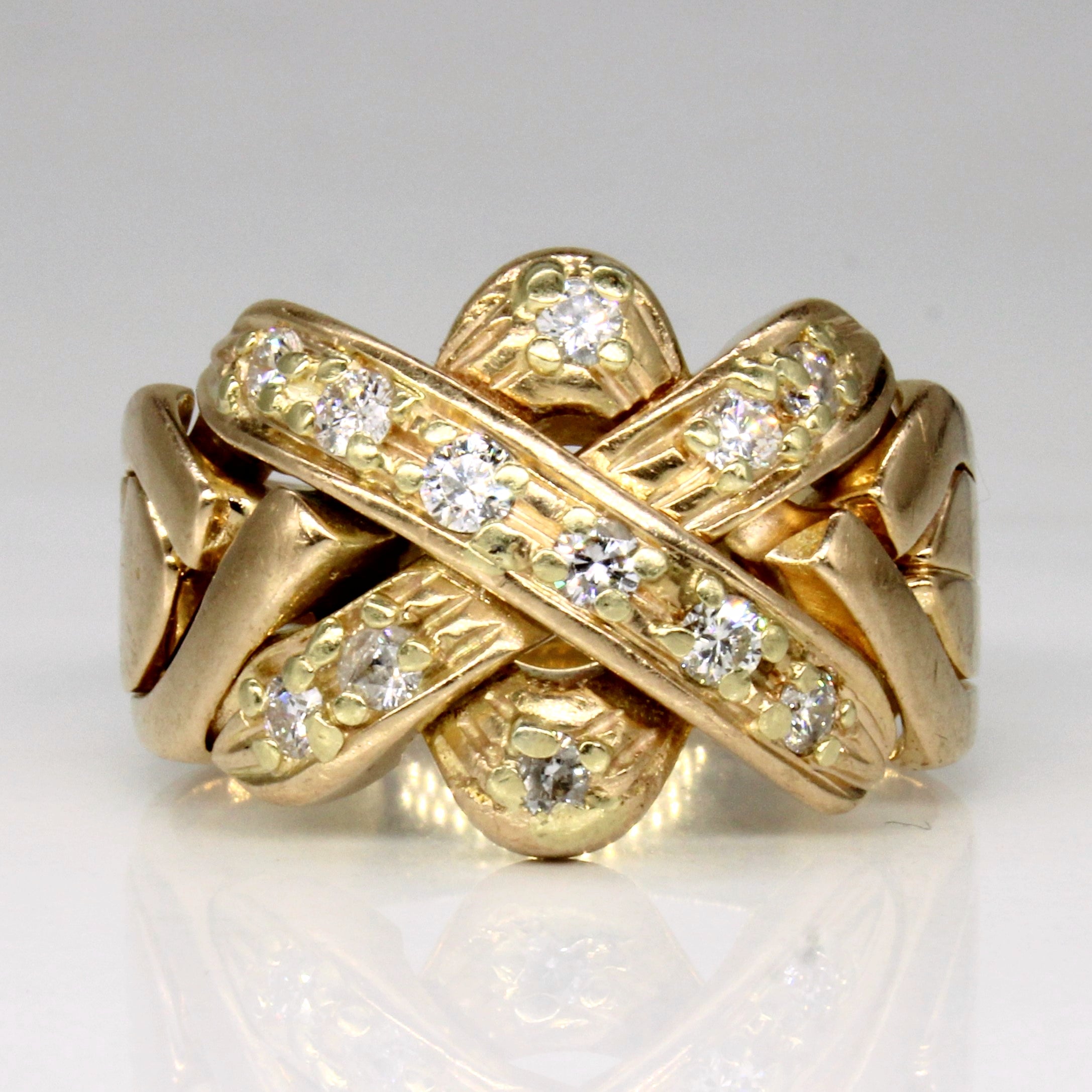 Diamond Solved & Fused Puzzle Ring | 0.48ctw | SZ 9.75 |