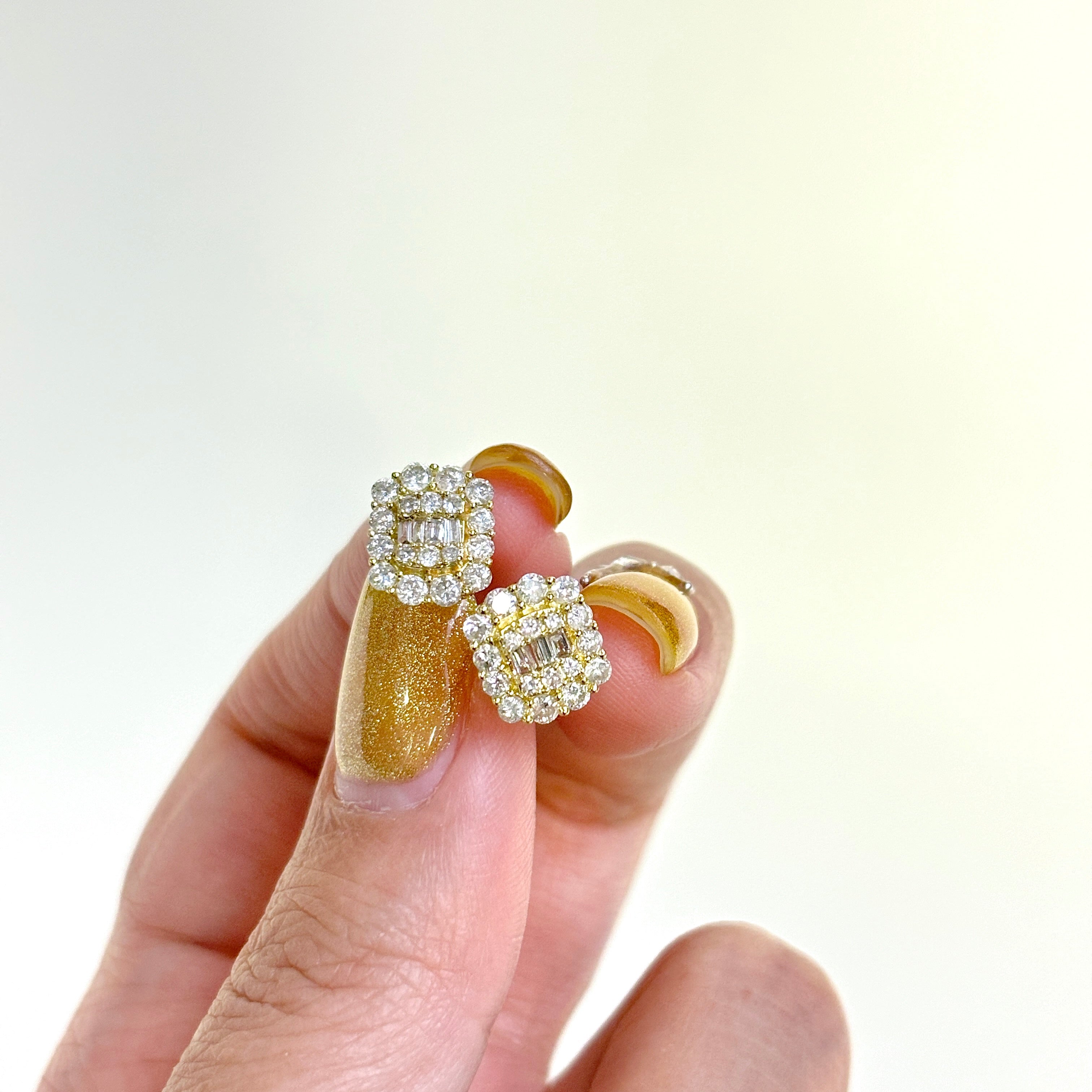 18k Yellow Gold Diamond Cluster Earrings | 0.49ctw