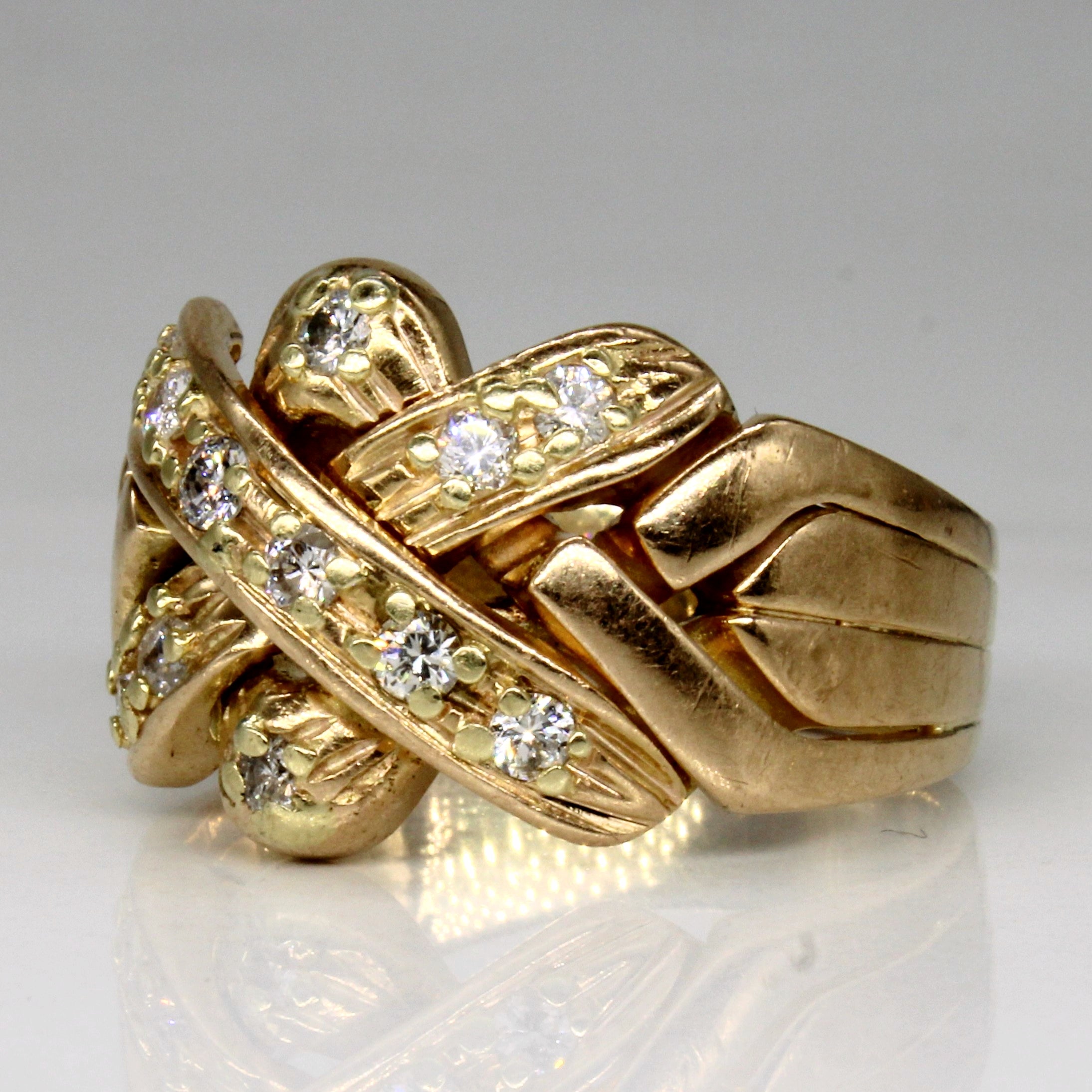Diamond Solved & Fused Puzzle Ring | 0.48ctw | SZ 9.75 |