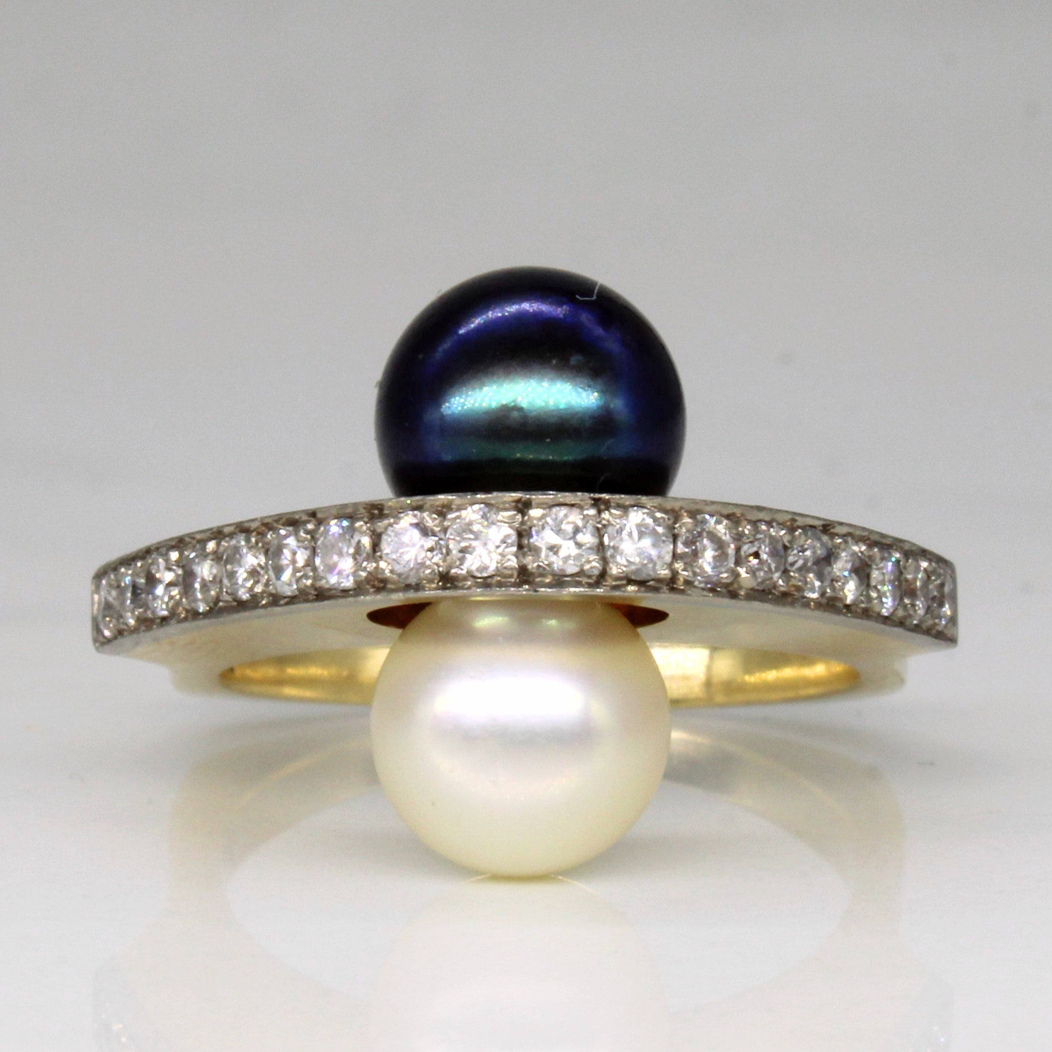 Pearl & Diamond Ring | 0.45ctw | SZ 7 |