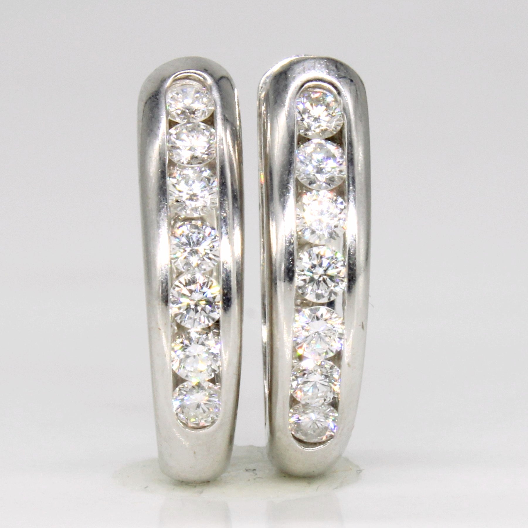 Channel Set Diamond Huggie Earrings | 0.70ctw |