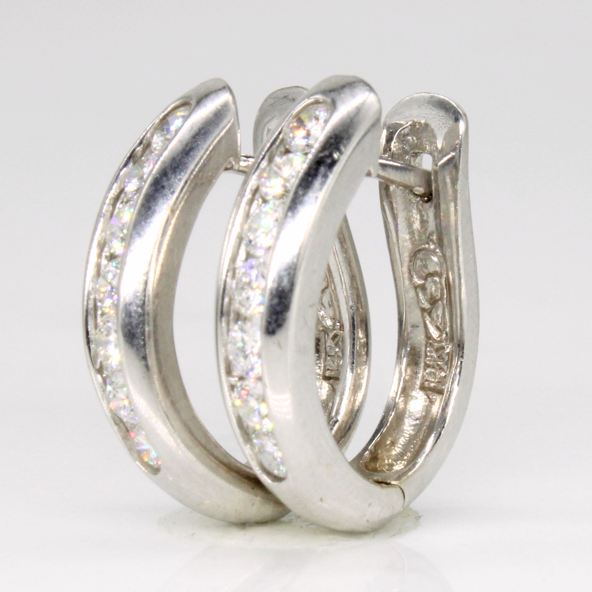 Channel Set Diamond Huggie Earrings | 0.70ctw |