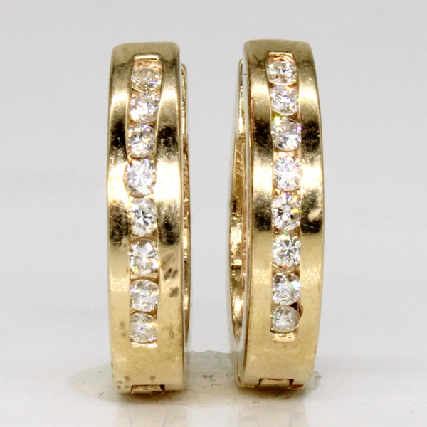 Channel Set Diamond Huggie Earrings | 0.24ctw |