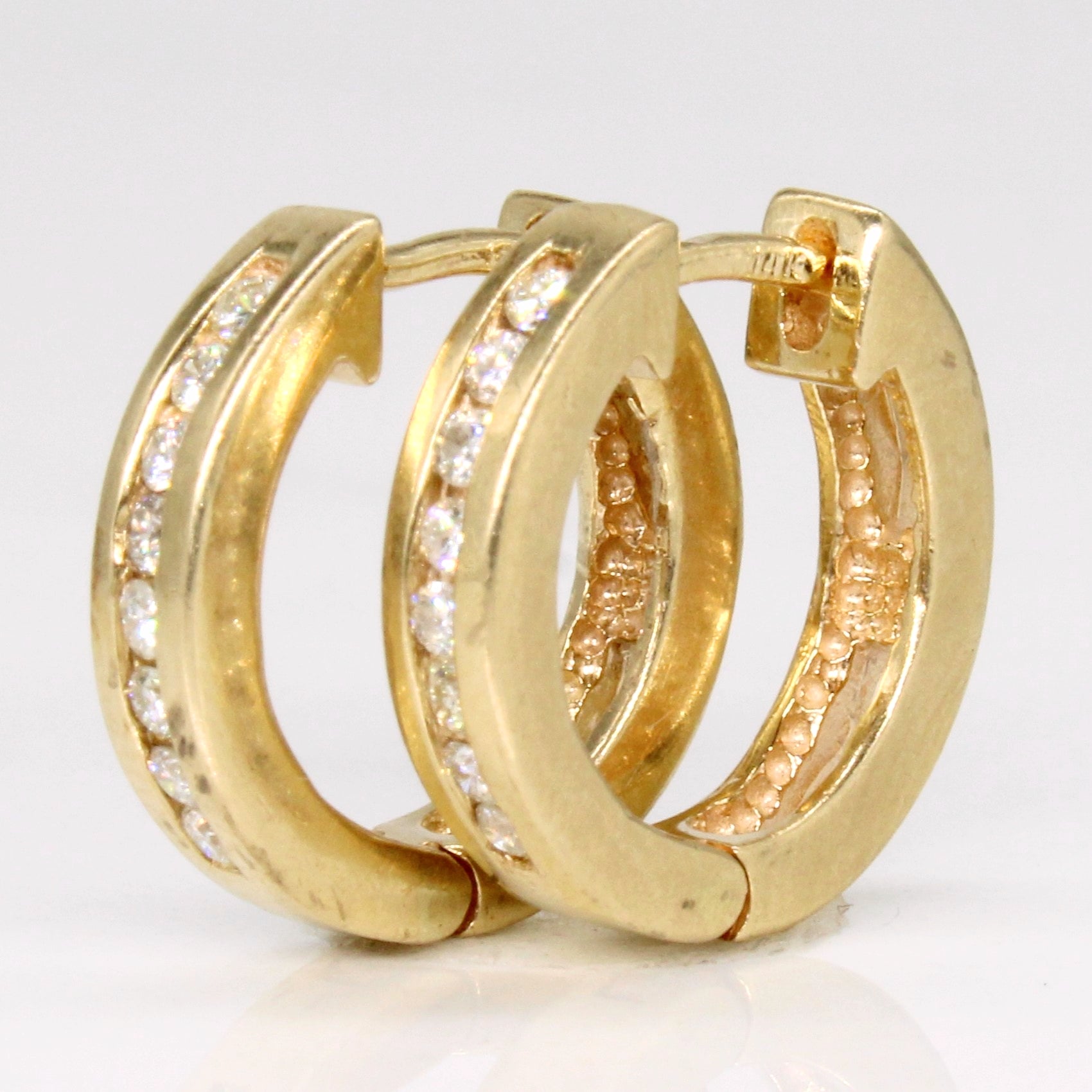 Channel Set Diamond Huggie Earrings | 0.24ctw |