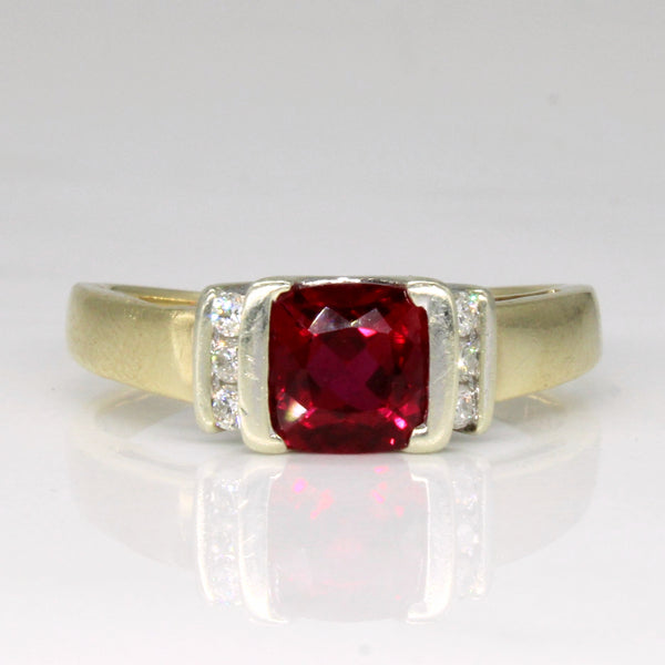 Synthetic Ruby & Natural Diamond Ring | 1.05ct, 0.09ctw | SZ 7.25 |