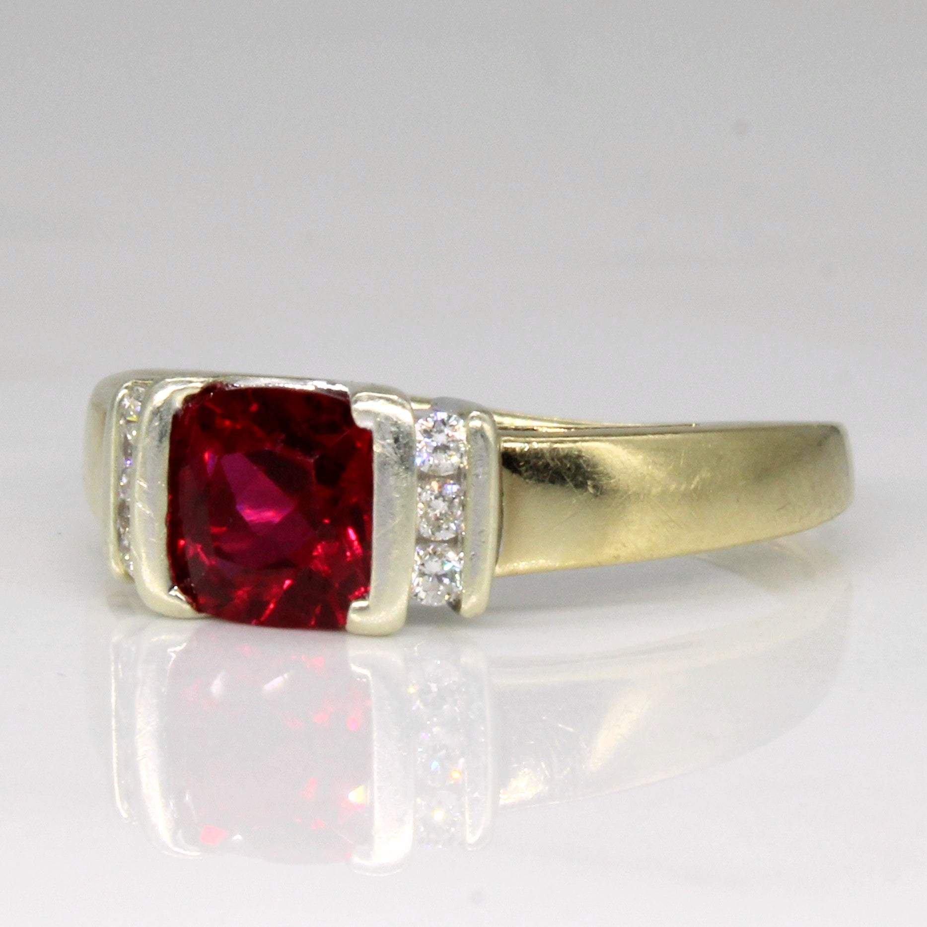 Synthetic Ruby & Natural Diamond Ring | 1.05ct, 0.09ctw | SZ 7.25 |