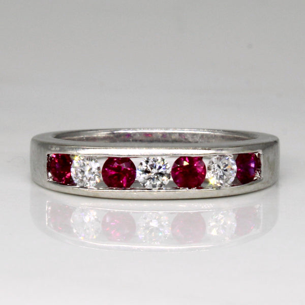 Channel Set Synthetic Ruby & Diamond Ring | 0.40ctw, 0.24ctw | SZ 6 |