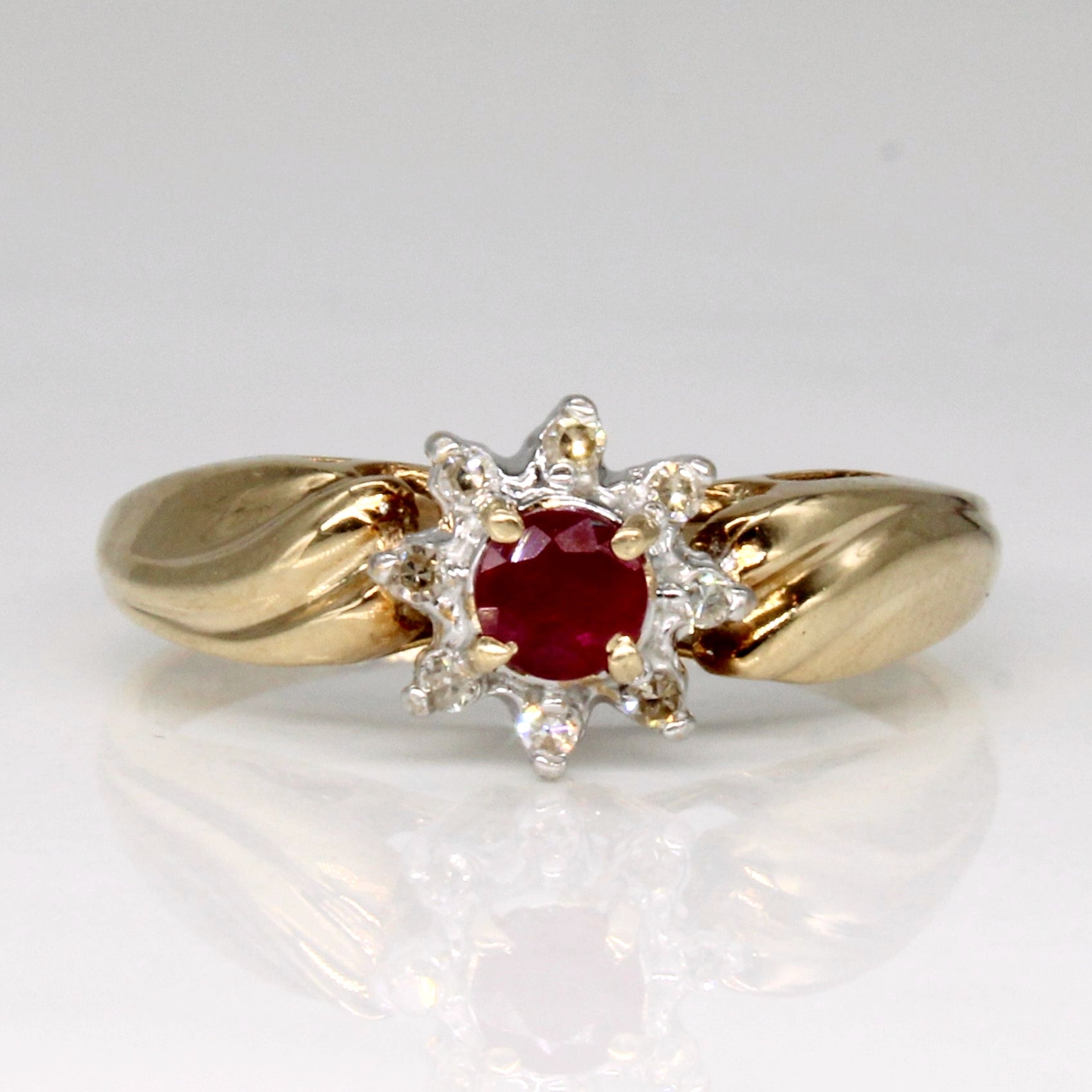 Synthetic Ruby & Diamond Ring | 0.15ct, 0.04ctw | SZ 7 |