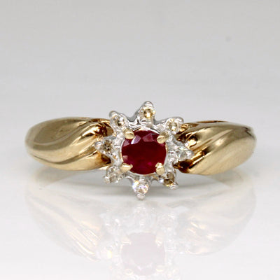 Synthetic Ruby & Diamond Ring | 0.15ct, 0.04ctw | SZ 7 |