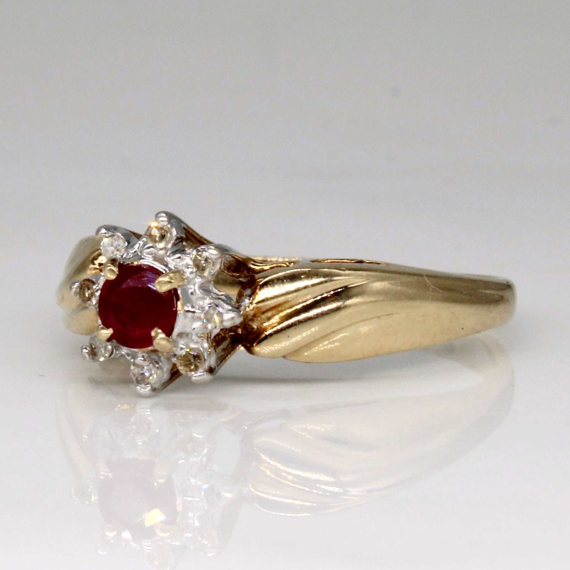 Synthetic Ruby & Diamond Ring | 0.15ct, 0.04ctw | SZ 7 |