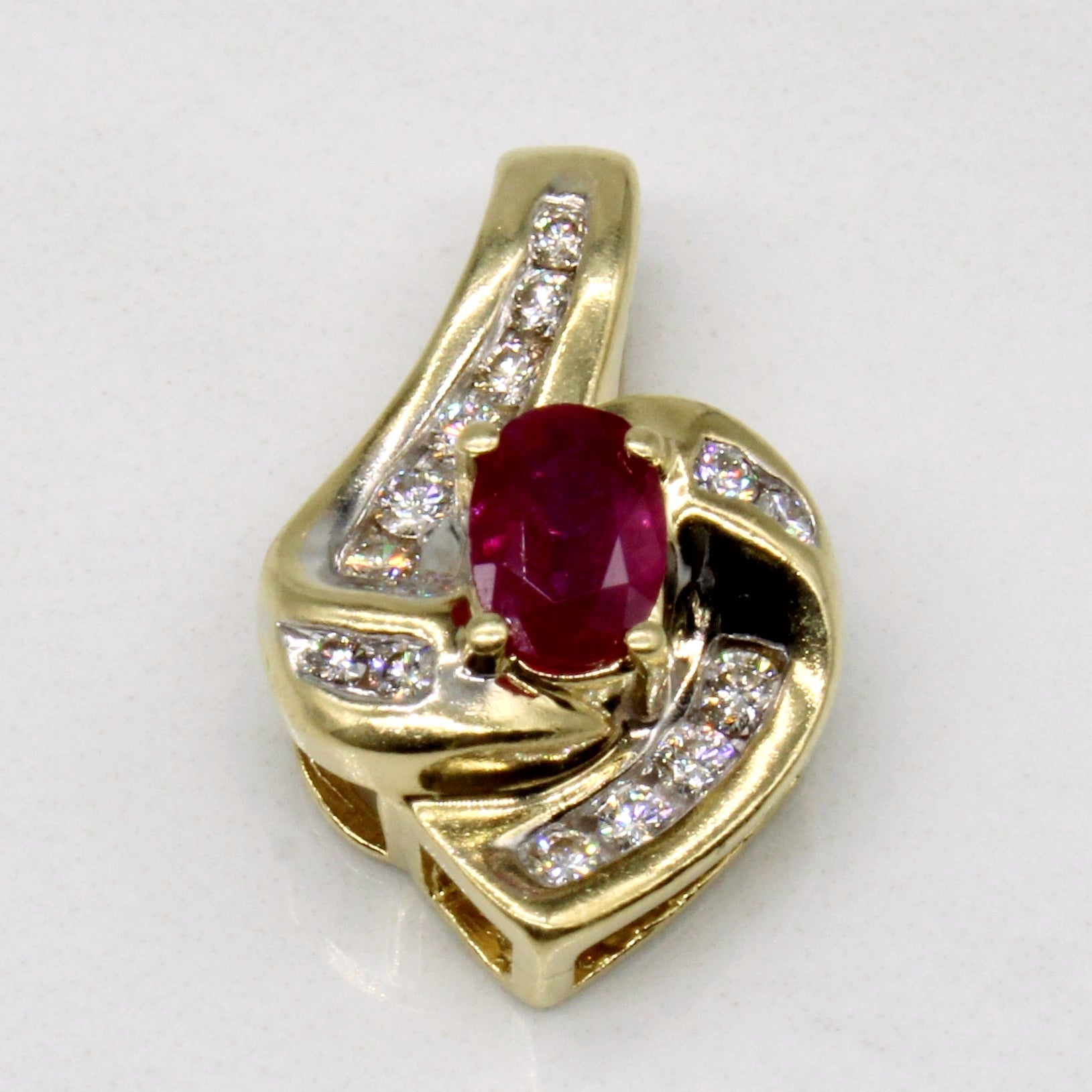 Glass Filled Ruby & Diamond Pendant | 0.39ct, 0.15ctw |