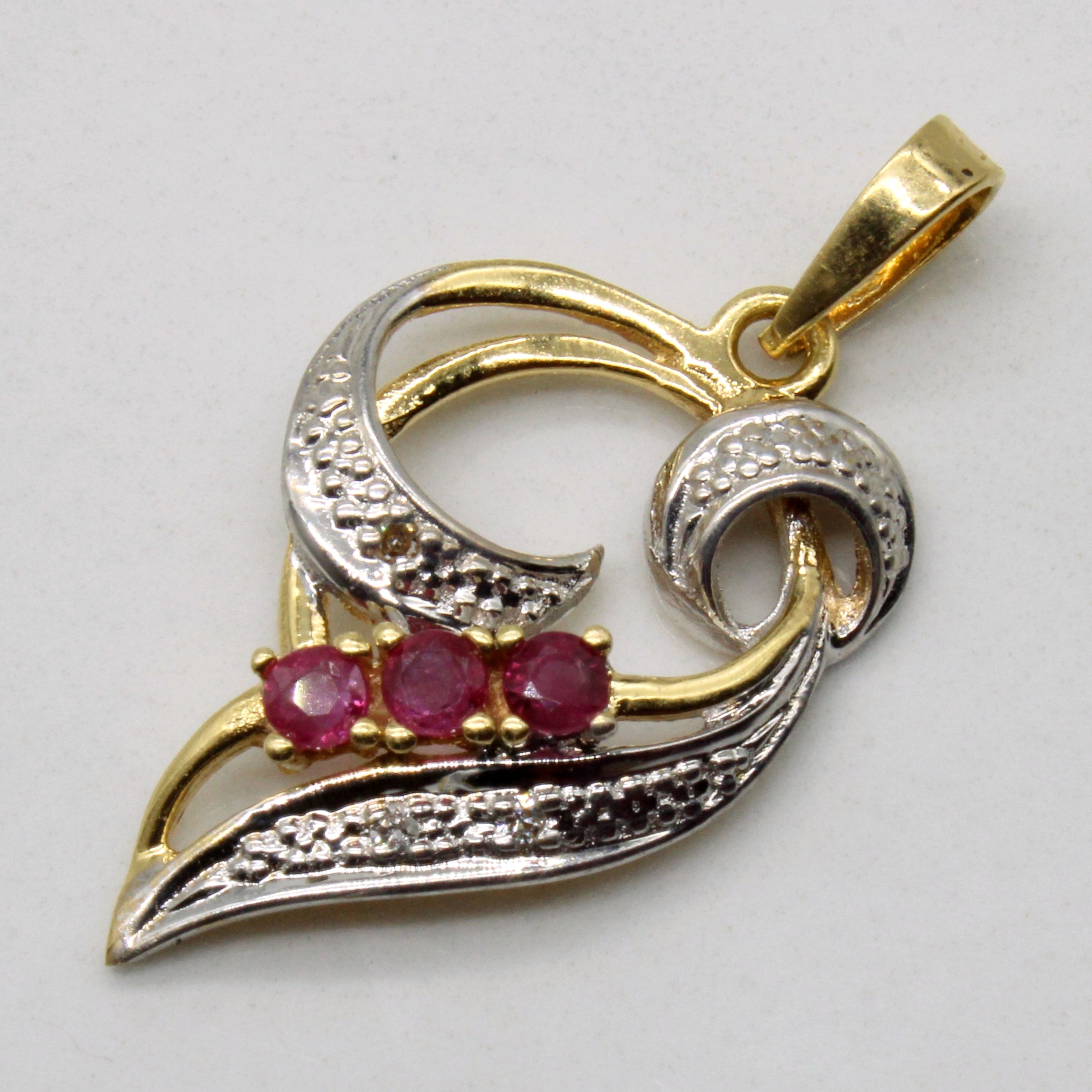Ruby & Diamond Pendant | 0.18ctw, 0.02ctw |