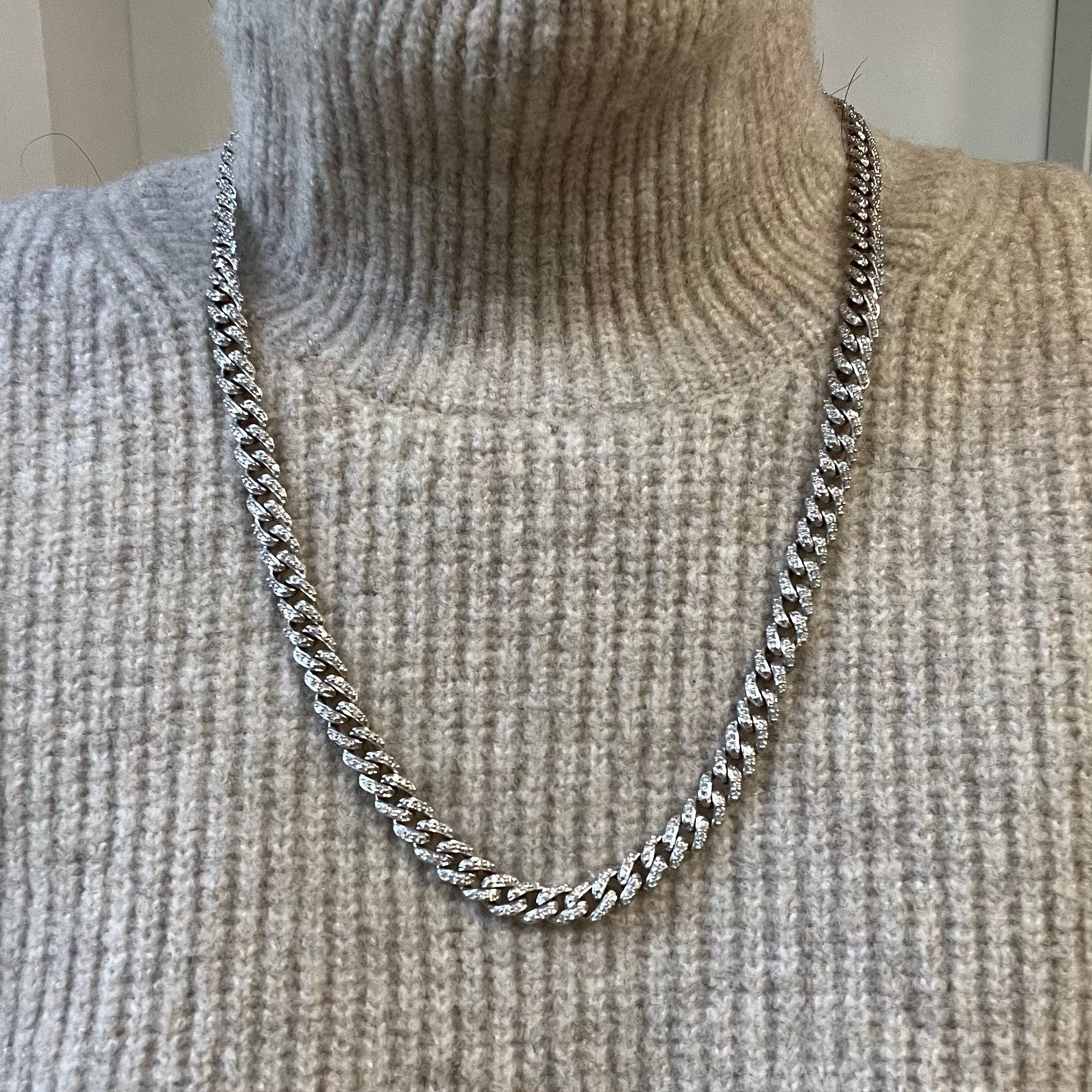 Pave Set Diamond Curb Link Necklace | 5.20ctw | 23" |
