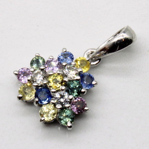 Multi Colour Sapphire & Diamond Cluster Pendant | 0.85ctw, 0.15ctw |