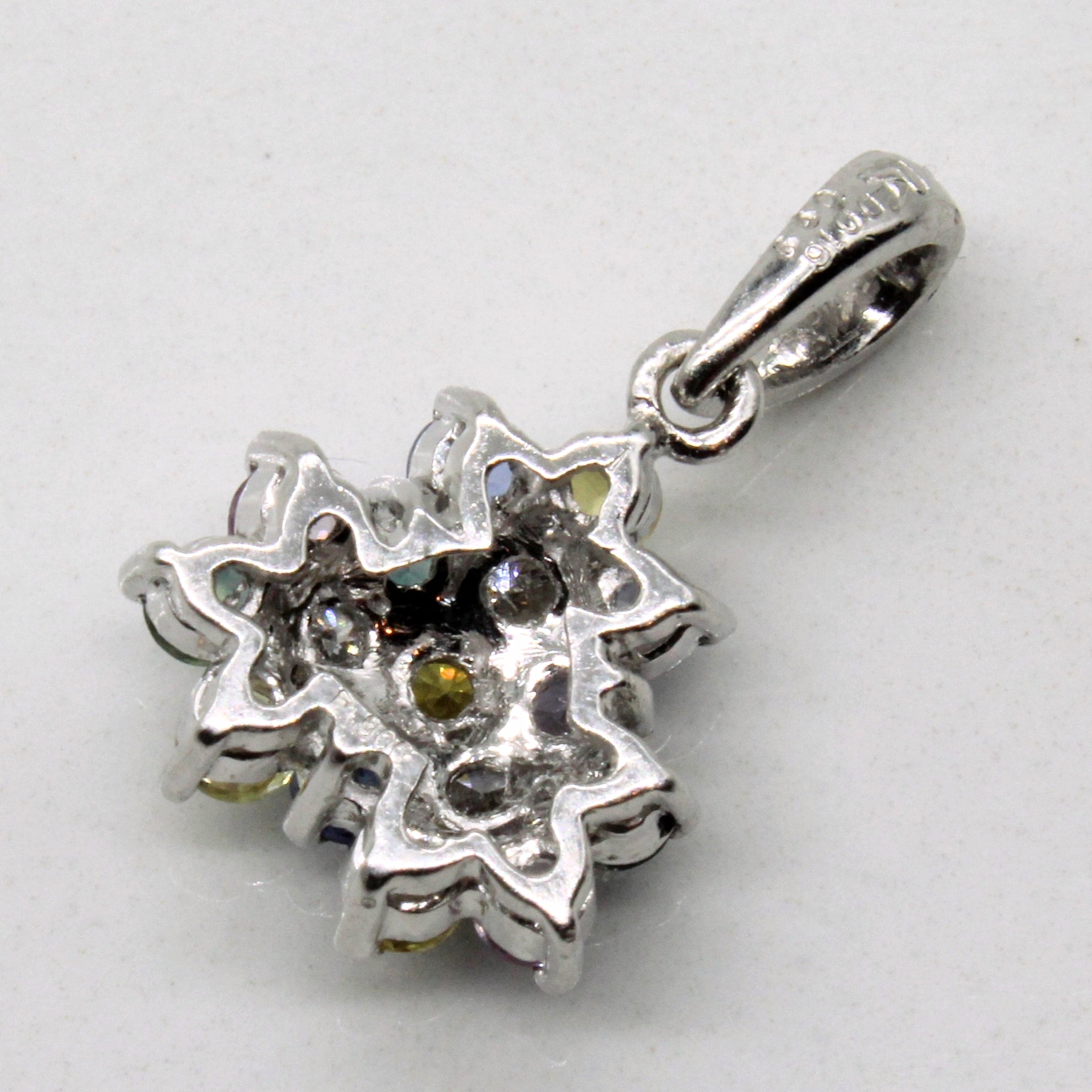 Multi Colour Sapphire & Diamond Cluster Pendant | 0.85ctw, 0.15ctw |