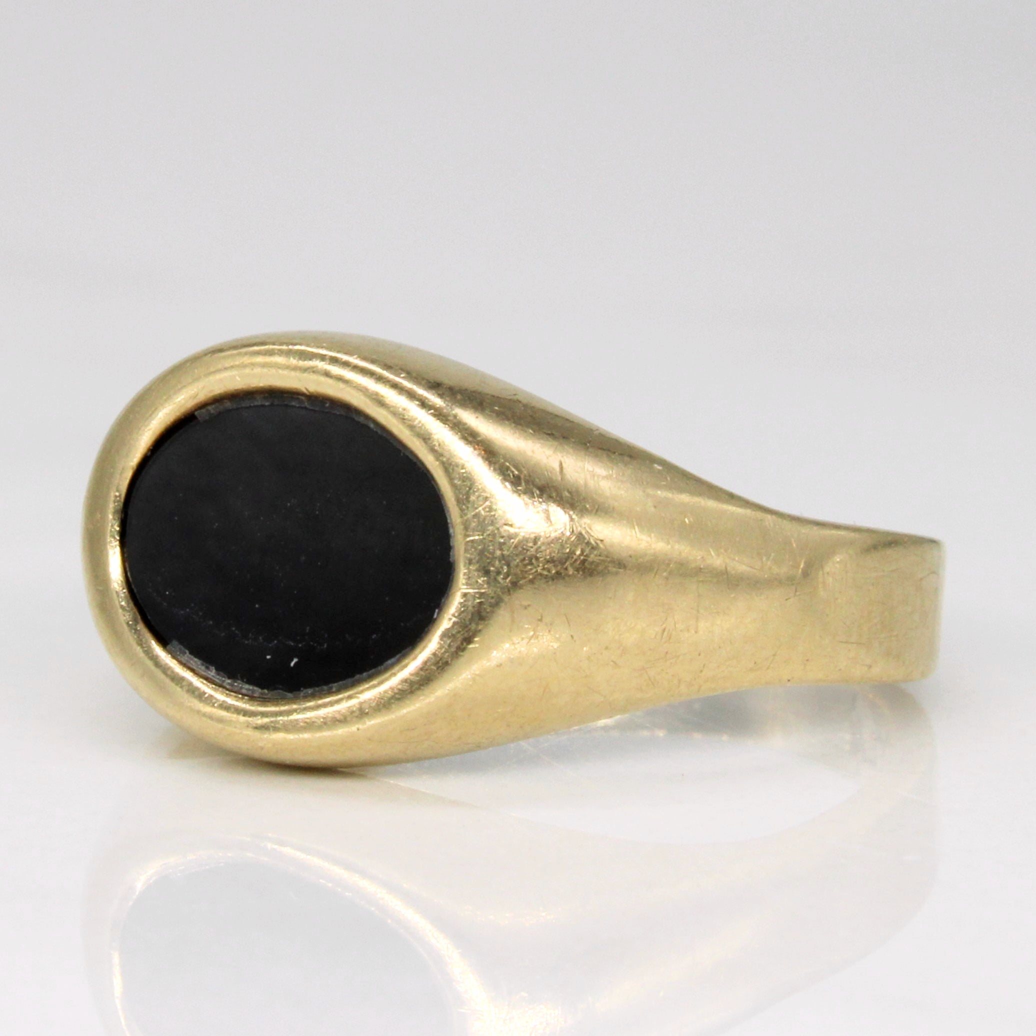 Inset Black Onyx Signet Style Ring | 1.20ct | SZ 7 |