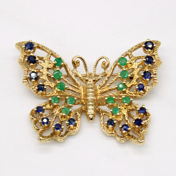 Sapphire & Emerald Butterfly Brooch | 0.56ctw, 0.25ctw |