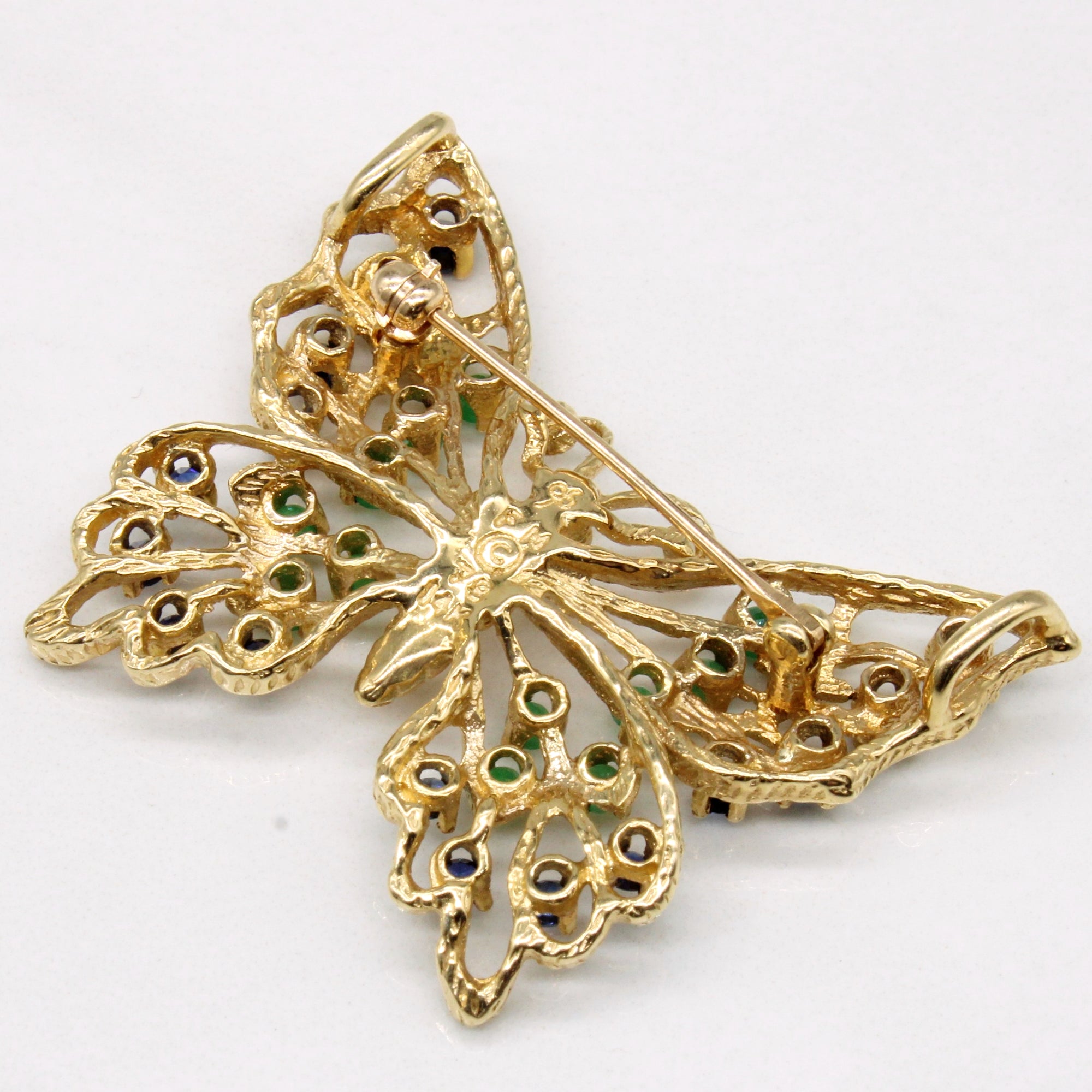 Sapphire & Emerald Butterfly Brooch | 0.56ctw, 0.25ctw |