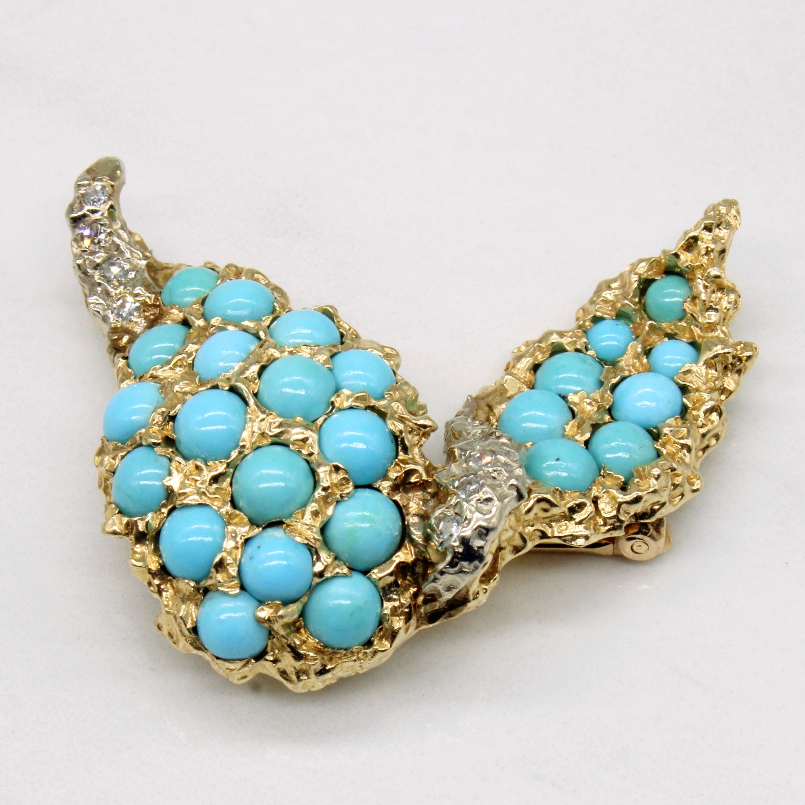 Turquoise & Diamond Brooch | 2.75ctw, 0.15ctw |