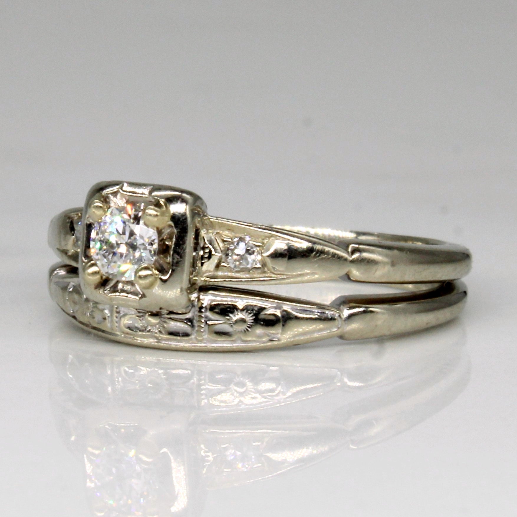 Diamond Fused Wedding Ring Set | 0.16ctw | SZ 5.75 |