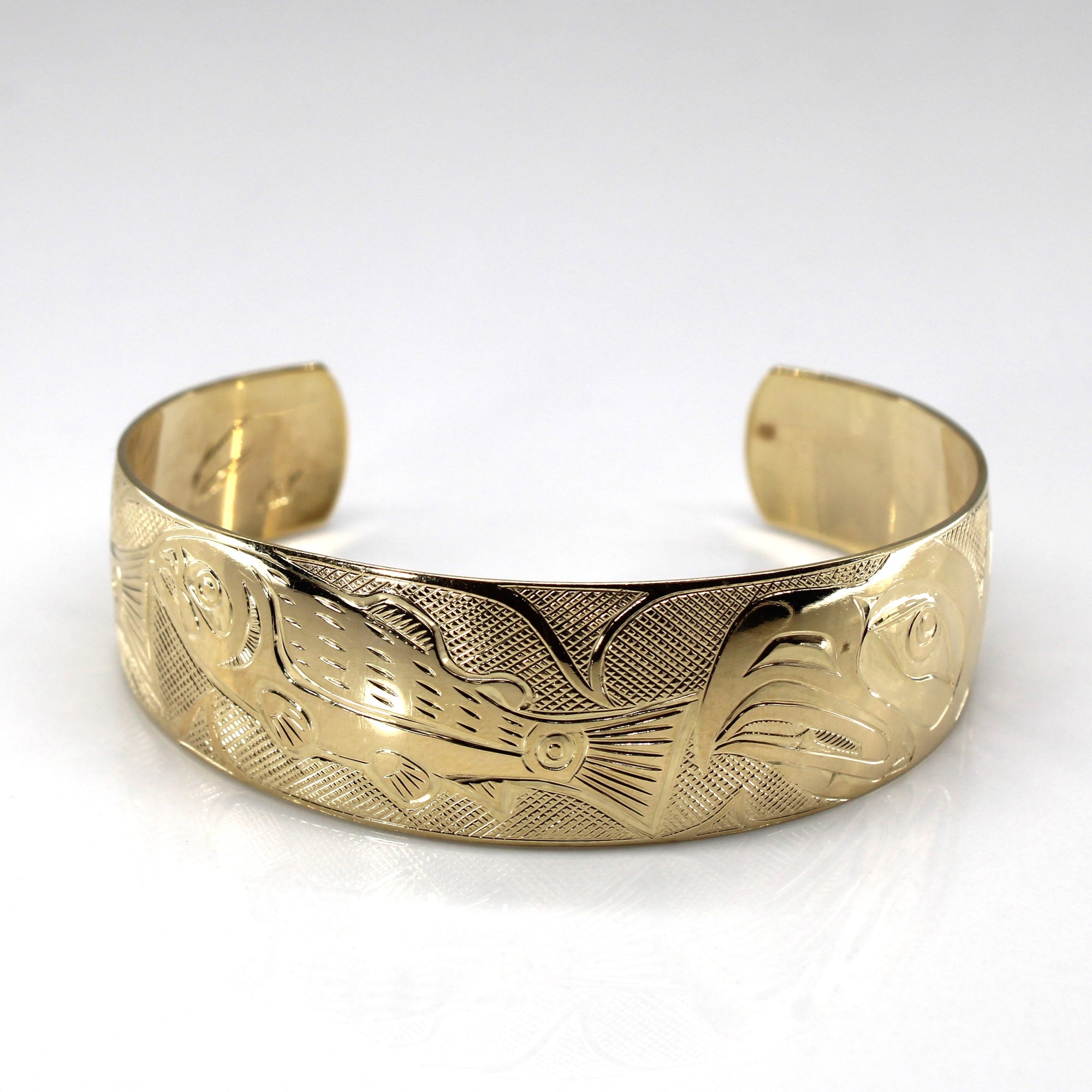 Indigenous Art Wide Gold Bangle | 6